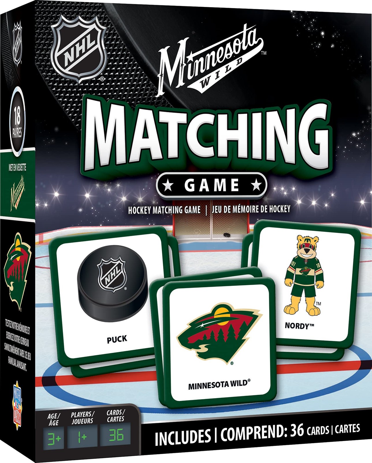 Kids NHL Minnesota Wild Puzzle Game - 18 Matching Pairs, Ages 3+