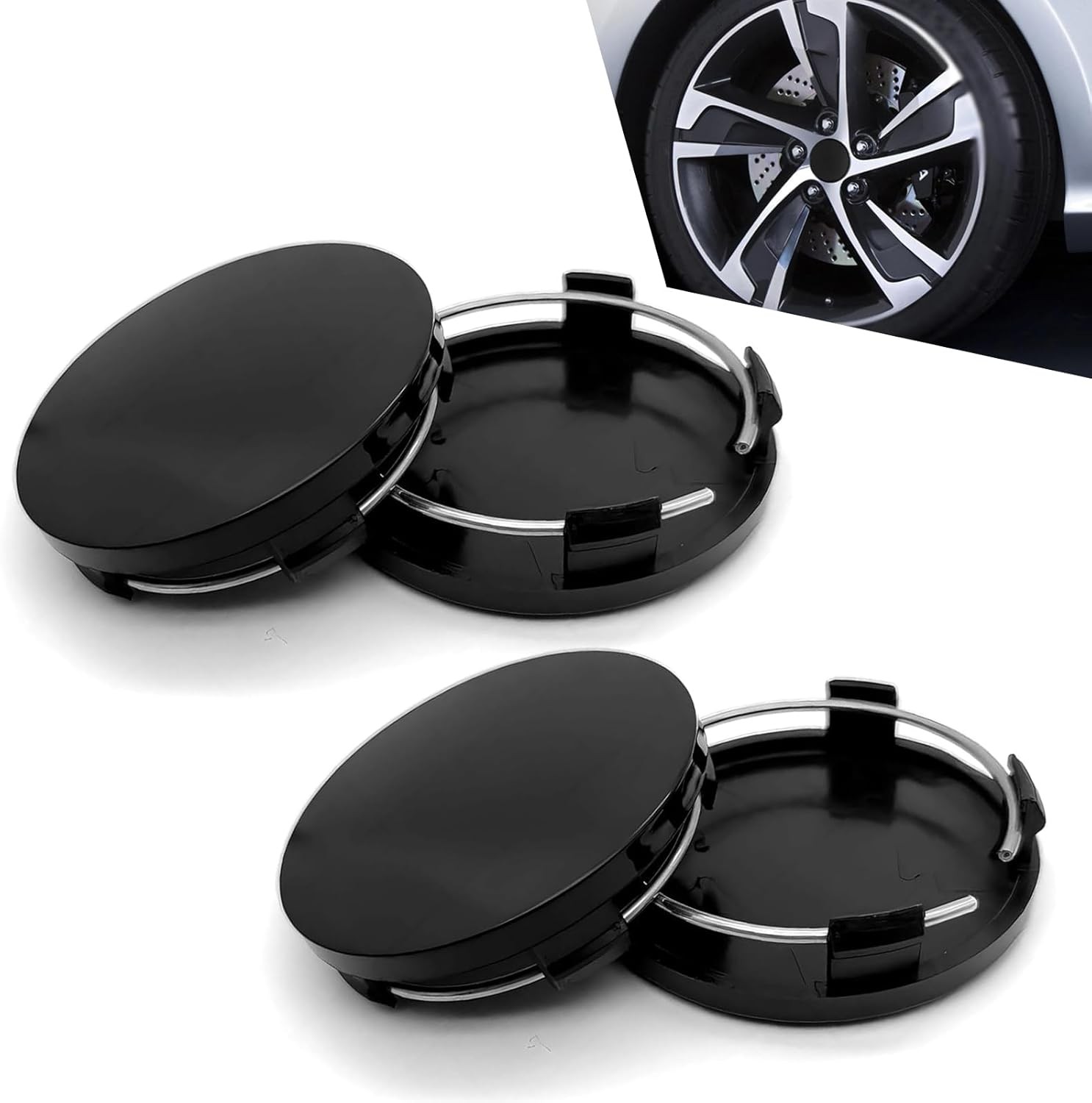 4 PCS Wheel Center Cap, ABS Automobile Hub Cap, Snap-in Center Caps for Rims