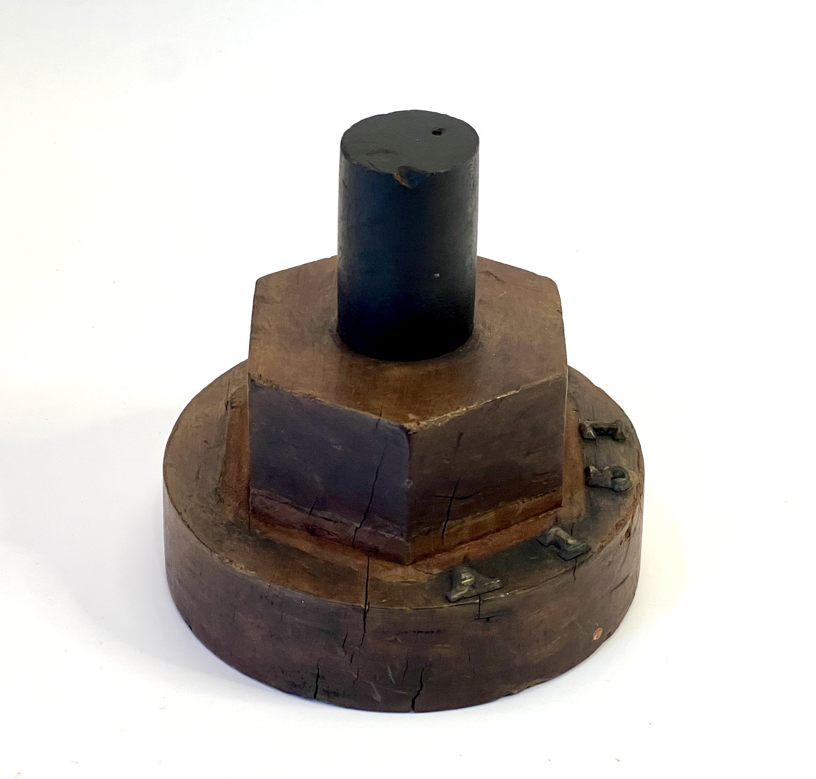 Antique 1930s Industrial Wood & Metal Pattern Mold Form for Sand Casting 