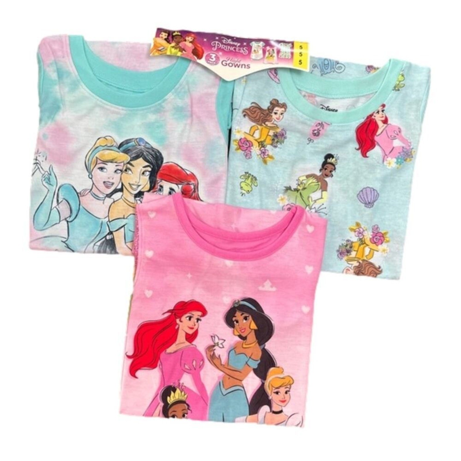 Disney Girl's Princess Sleepwear Nightgowns 3 Pack Size 5 NWT