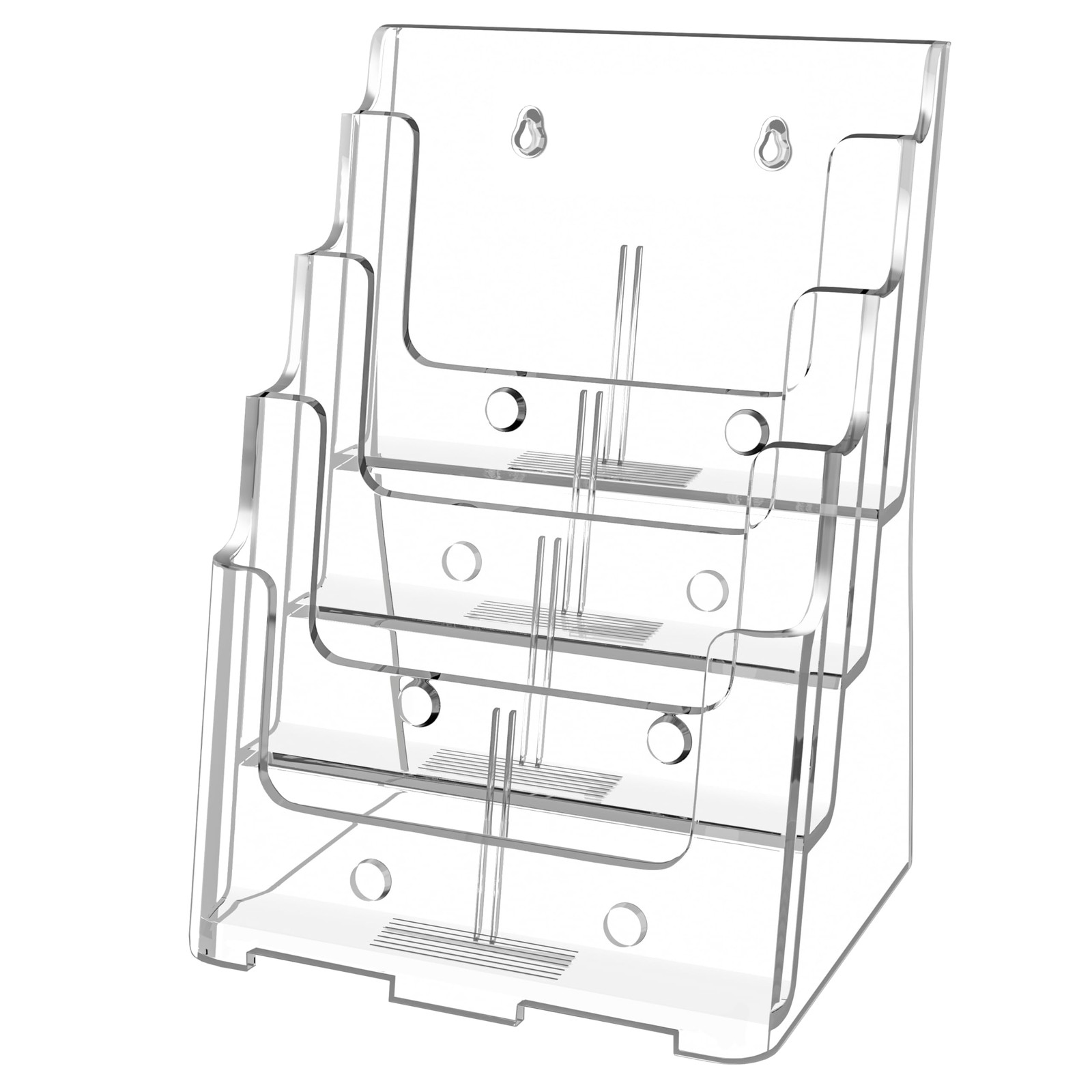 Acrylic Brochure Holder 8.5x11 & 4x9, 4-Tier Magazine Display Stand Clear