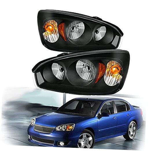  Headlight Assembly Driver & Passenger Side Black Headlamps Replacement for 