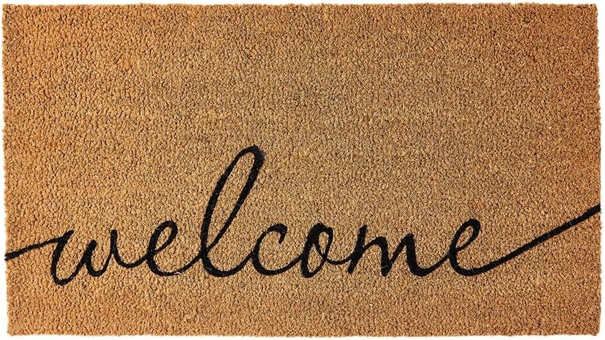 KANKUN Coco Coir Door Mat with Heavy Duty Backing, Welcome Doormat (17" x 30"), 