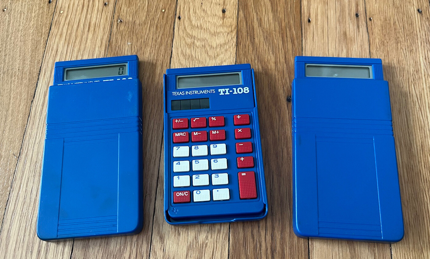 3 Texas Instruments TI-108 Solar Power Student School Calculators w/Cover
