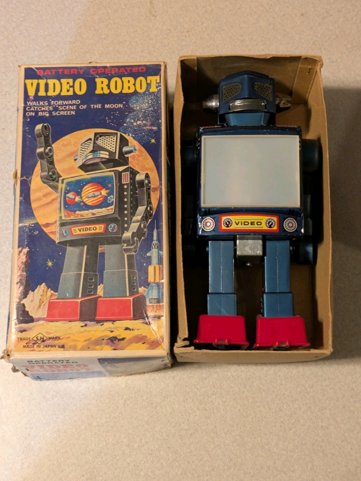 NEW Vintage 1960s Horikawa Video Tin Robot BatteryOperated Still in Original Box