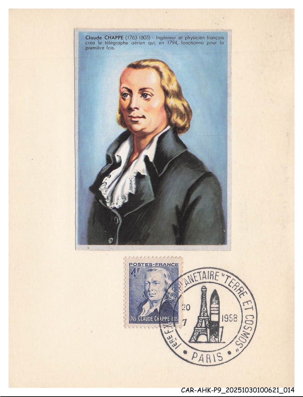 Car-AHKP9-0480-Maximum Cards - Aviation - Claude Chappe - French Physicist