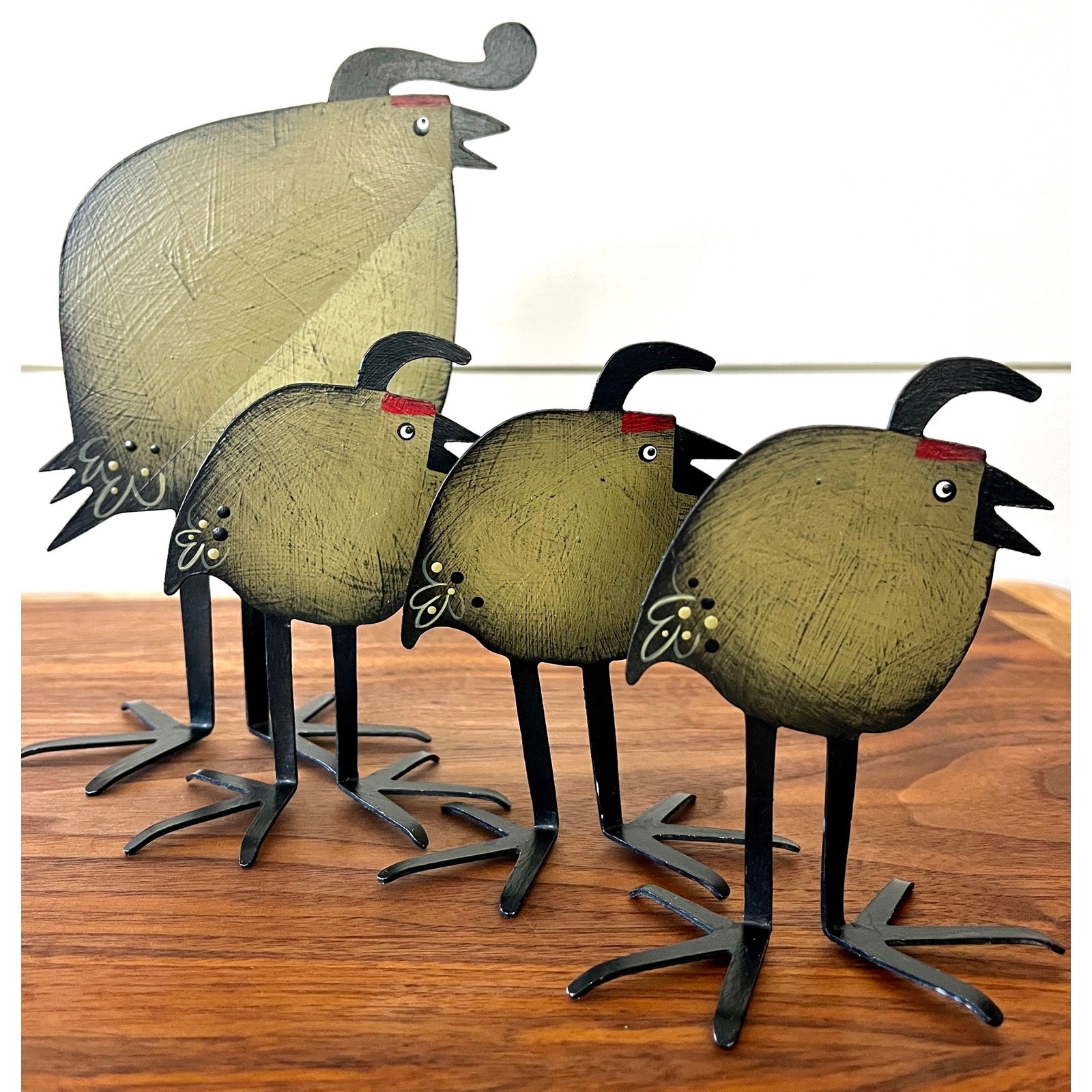 Whimsical Metal Art Bird Sculptures