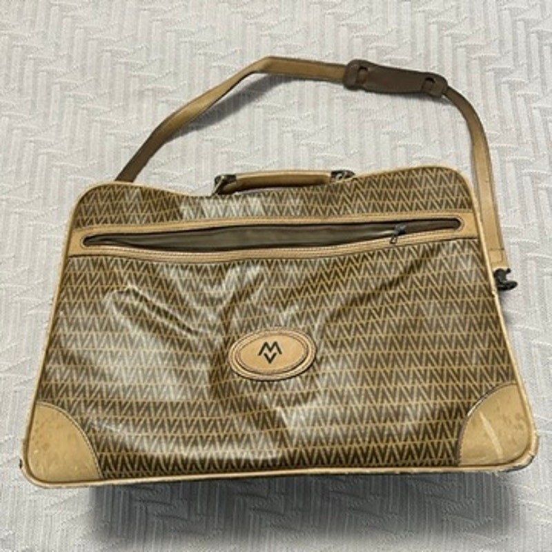 Vintage Mario Valentino tan vinyl carryon travel bag