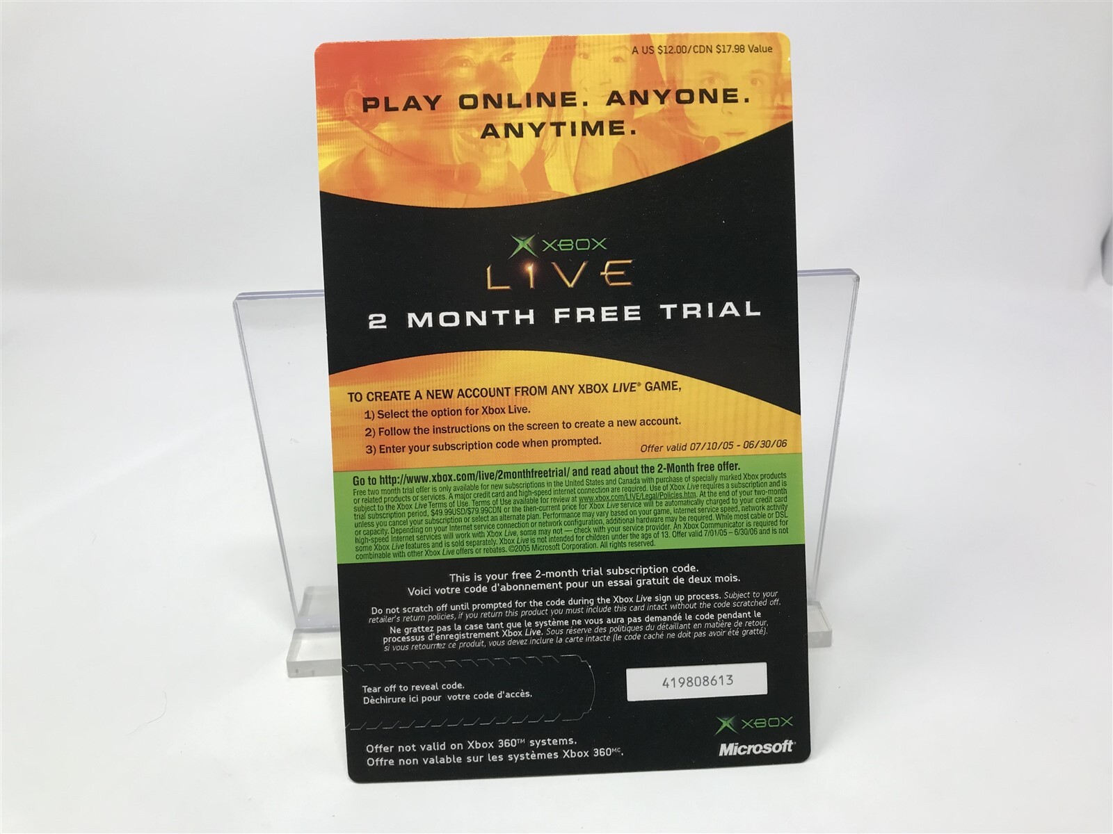 2 Month Free Trial - Microsoft Xbox Live OG - New Unredeemed RARE - RARE