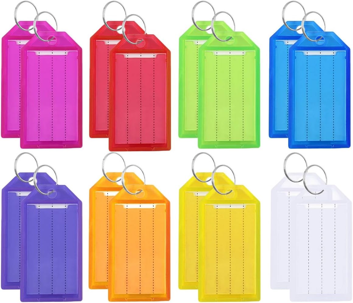 Plastic Key Tags with Split Ring Blank Labels 2 Inch Assorted Colors