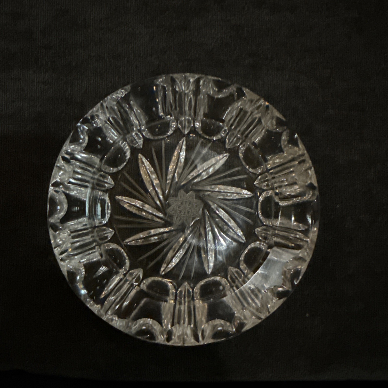 Vintage Czech Bohemian Full Lead Crystal Hand Cut Ashtray 4.5 Inches Star