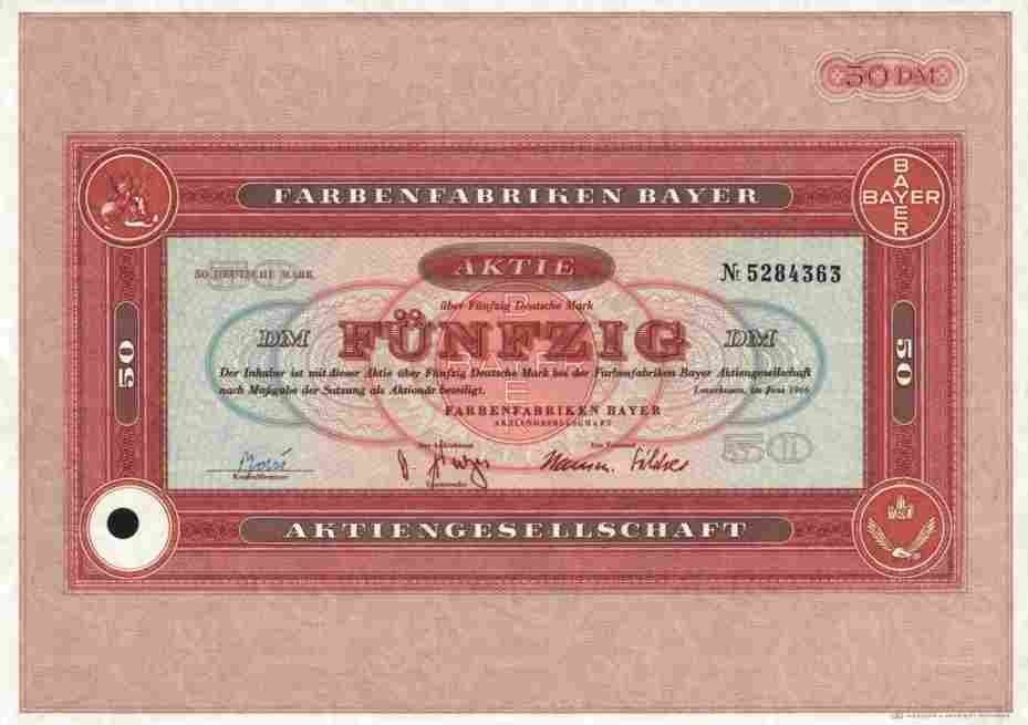 Bayer AG 1966 Leverkusen IG Farbenfabrik Elberfeld Barmen aspirin 50 DM Chemistry 