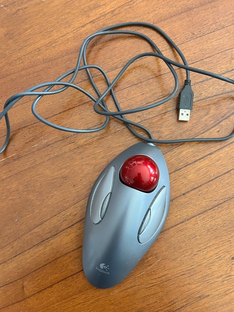 Logitech Trackman USB Red Marble Trackball Mouse T-BC21