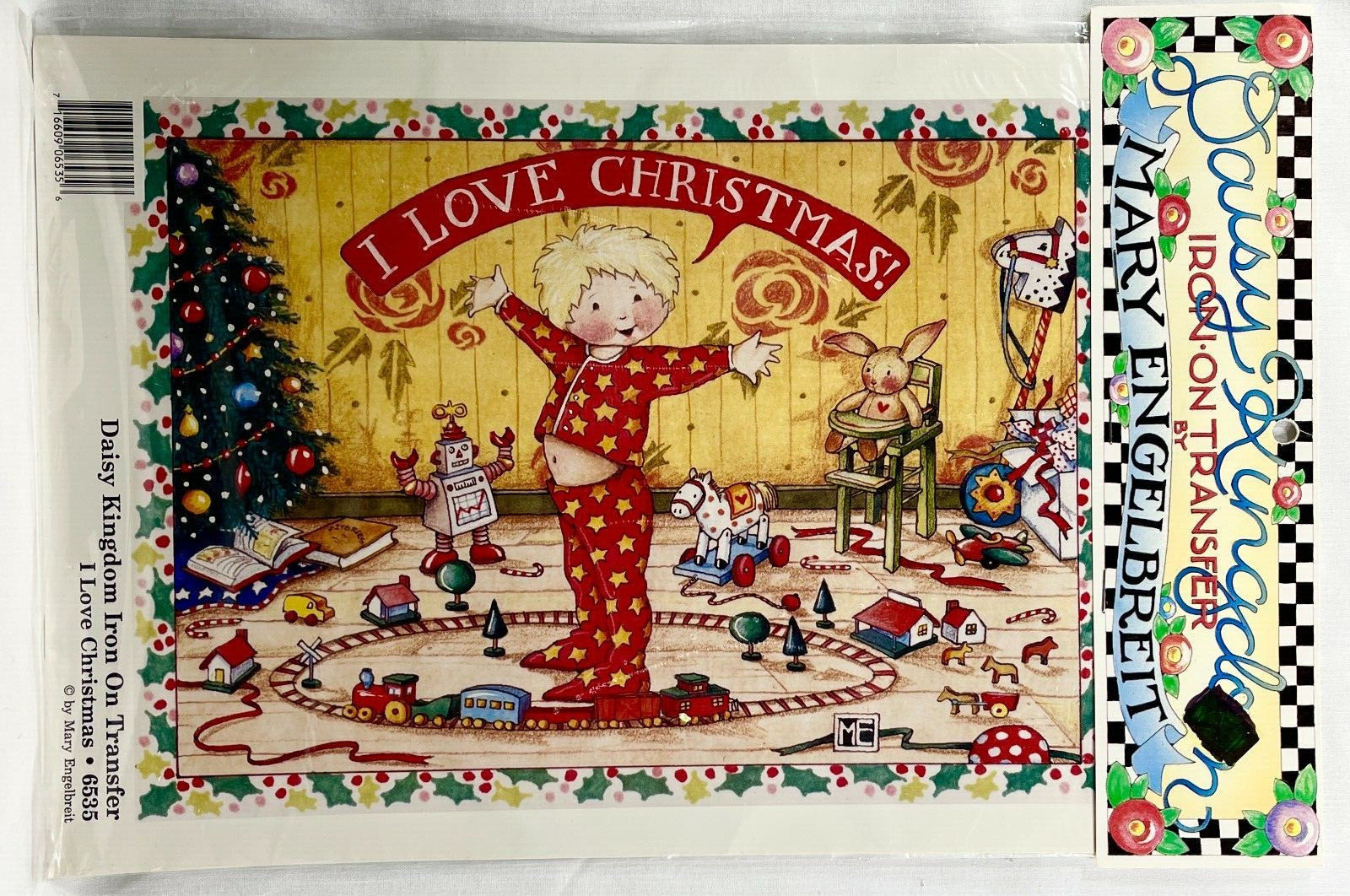 NEW 1990 Daisy Kingdom I Love Christmas 6535 Iron On Fashion Transfer Vntg 10726