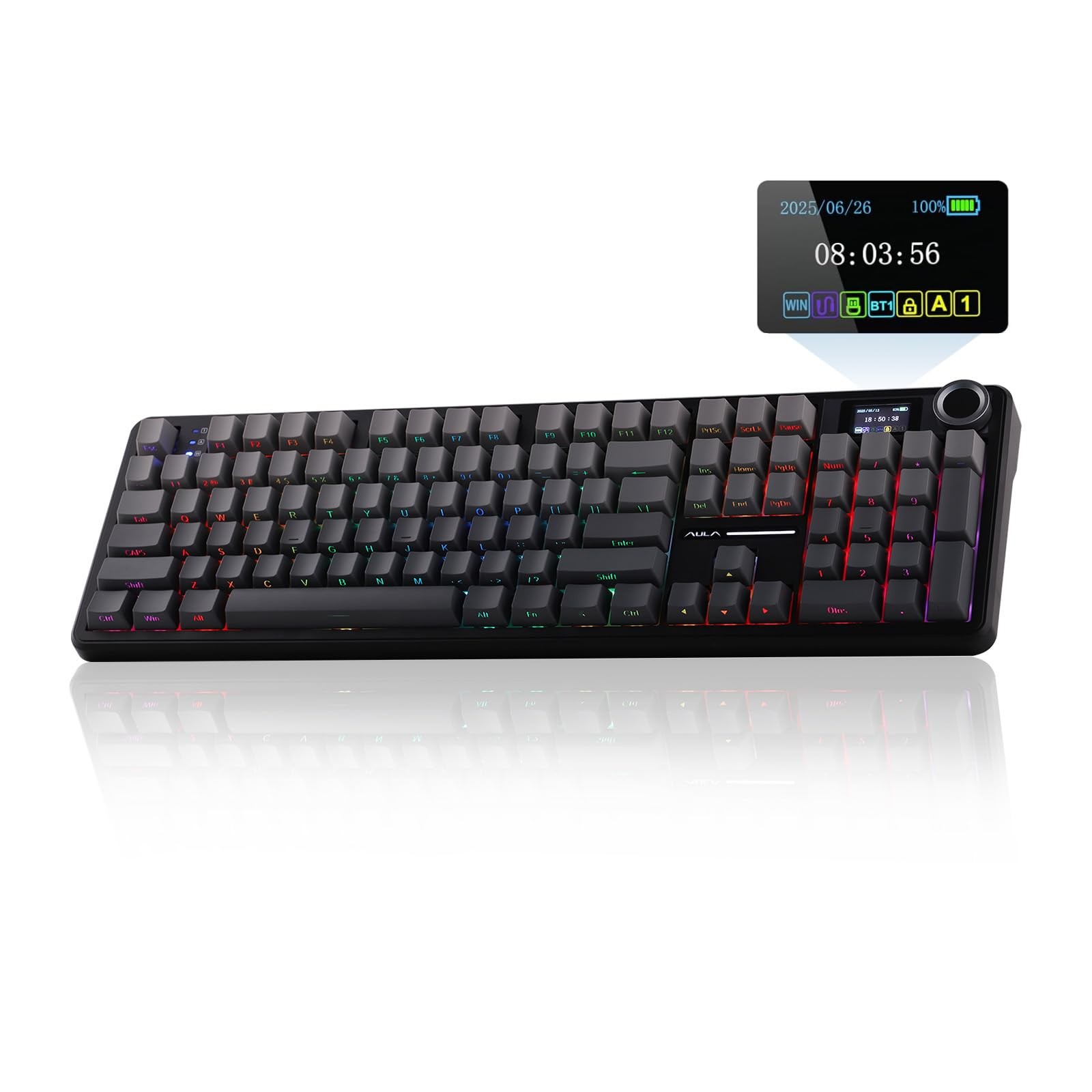 Wireless Gaming Keyboard 8000mAh Hot Swappable Programmable RGB Backlit F108