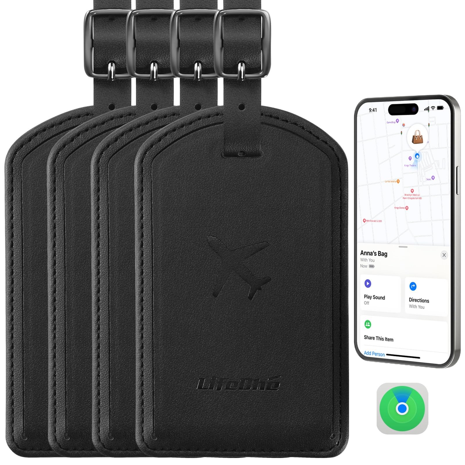 Luggage Tags Built-in Anti-Loss Tracker, Luxury Leather Luggage Tags for Suit...