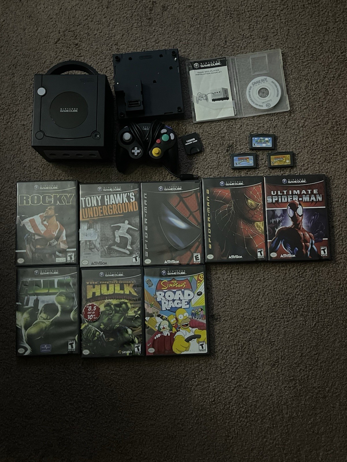 Nintendo GameCube Console Lot w/ Controller, Game Boy Player, Memory Card, Games