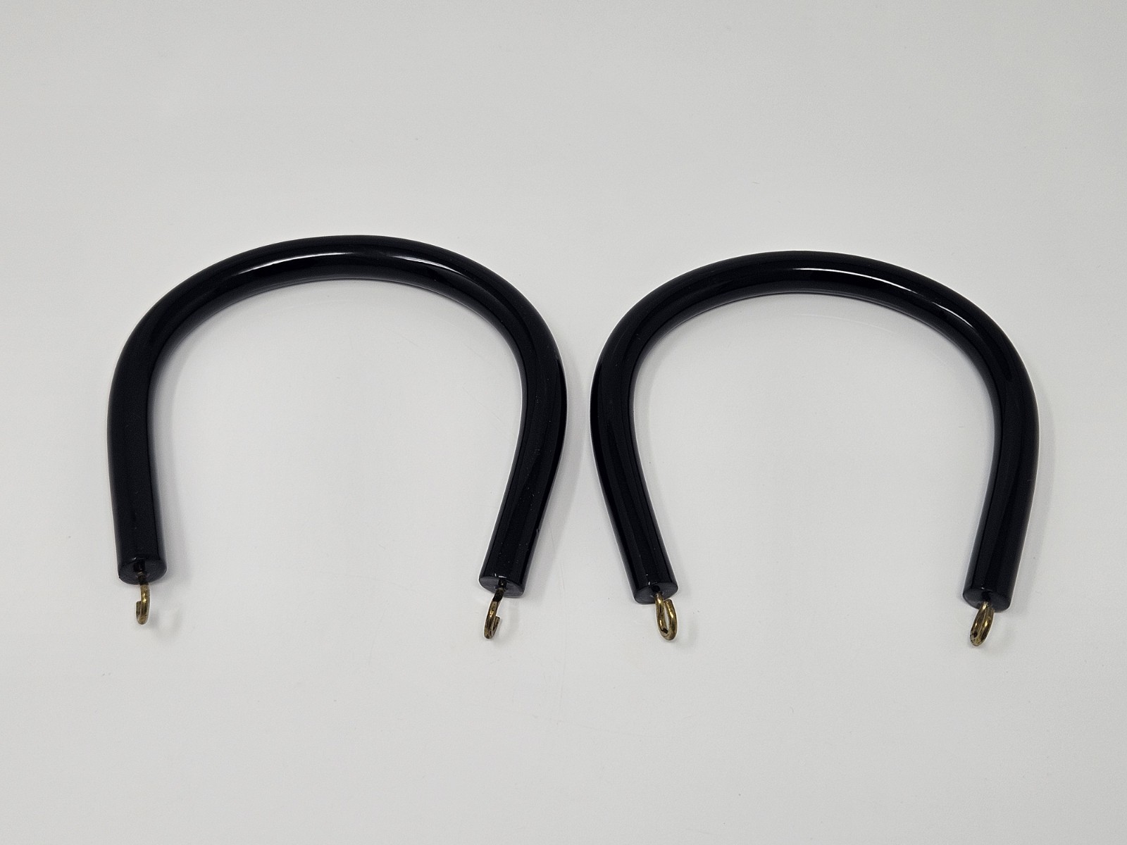 Lot 2 Vintage Black Acrylic Plastic 4.5" Horseshoe Craft Cigar Box Purse Handle