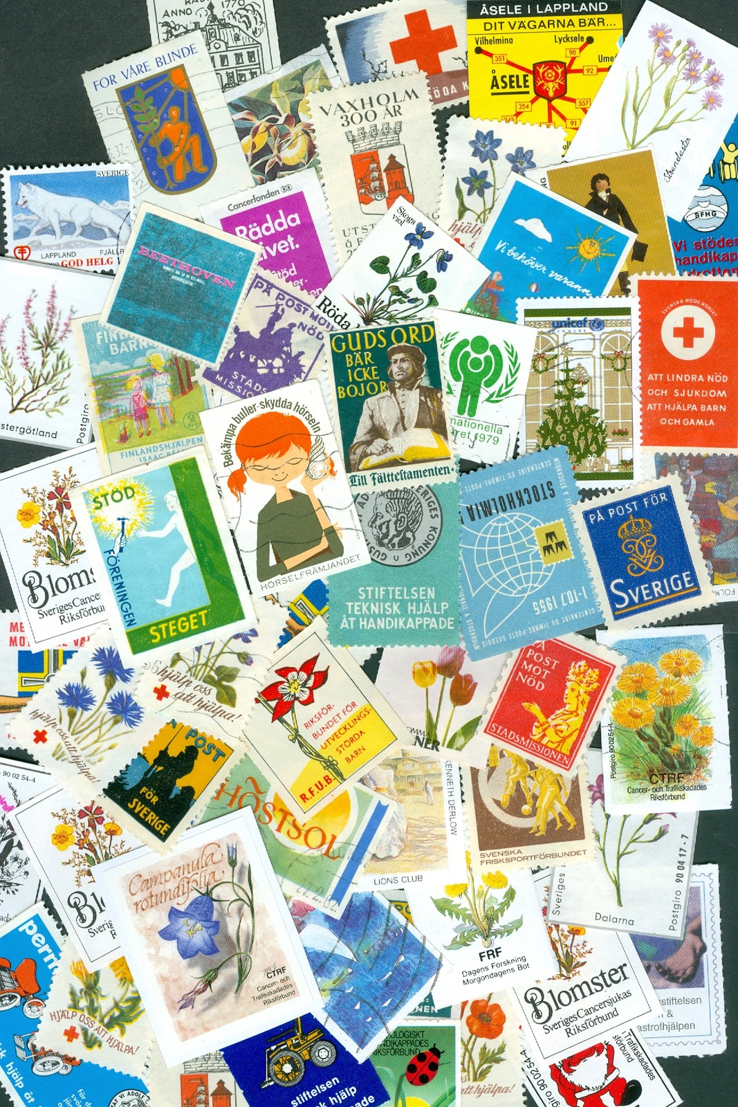 Sweden. 1960-90is Lot 50 Poster Stamp. Mix of MNH-Cancel-Without Cancel-On Paper