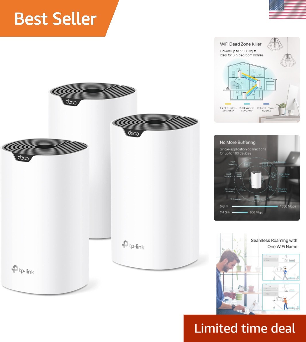 Stable Deco S4 WiFi Mesh System - Parent-Friendly with Smart Controls, 3-Pack