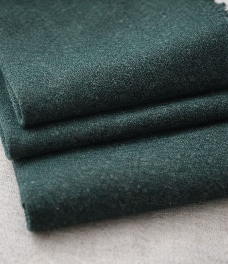 Vintage Wool Melton Fabric Dense Tightly Woven Wool Cloth Forest Green 10 Yards