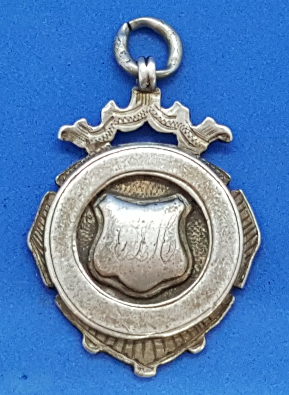 Hallmarked silver vintage Art Deco antique round shield fob prize medal