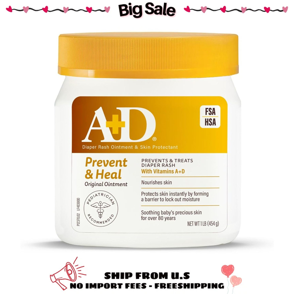 Diaper Rash Ointment 16oz Jar - Prevents & Treats Rash with Vitamins A & D