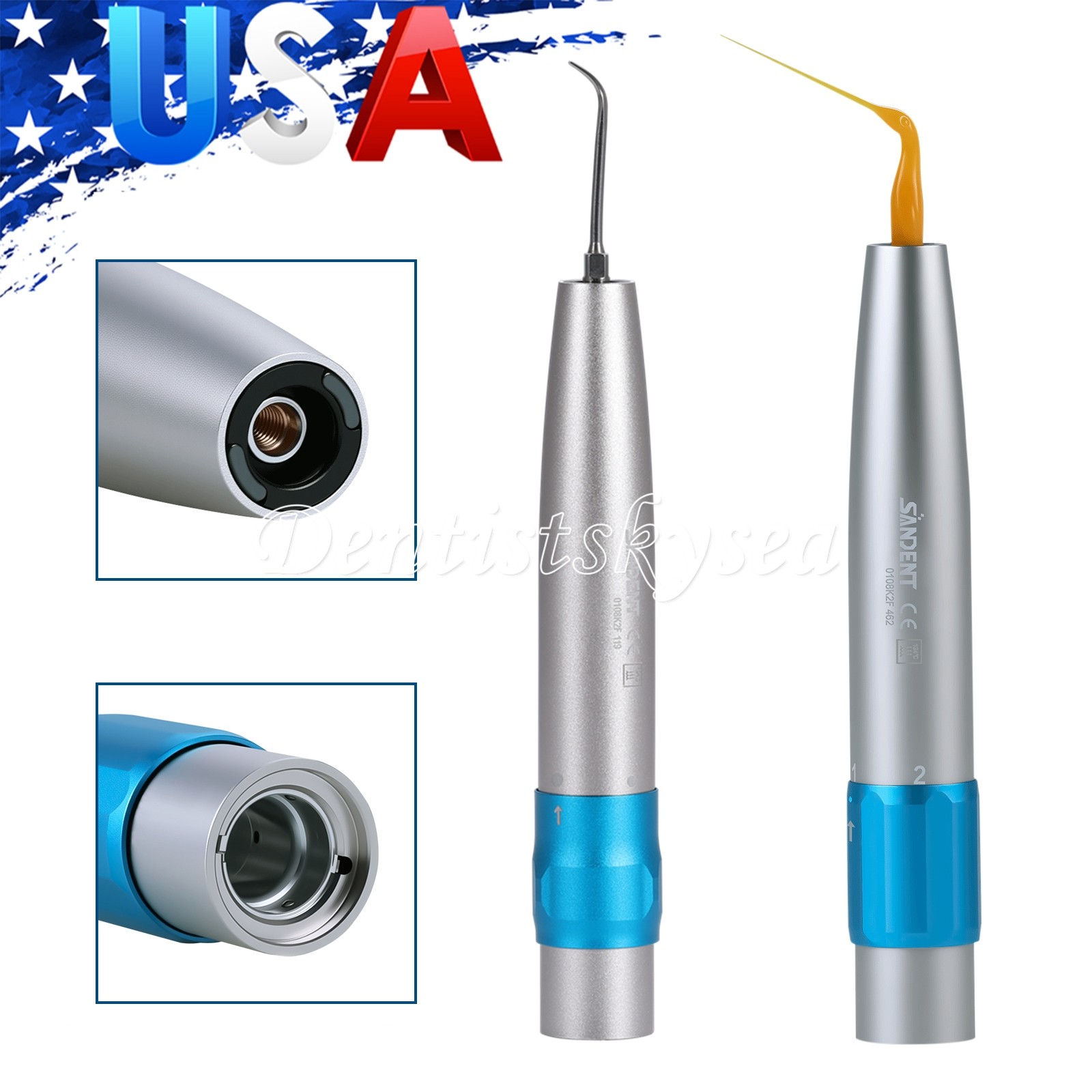 Dental Air Scaler Handpiece Sonic L Fiber Optic LED fit KAV MULTIflex Coupling