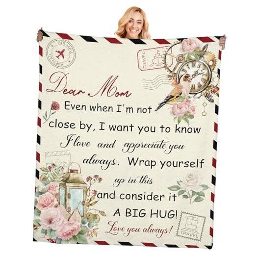 with Flowers & Letter Print, Mom Gifts for Birthday, Mother’s Day, Mom Blanket