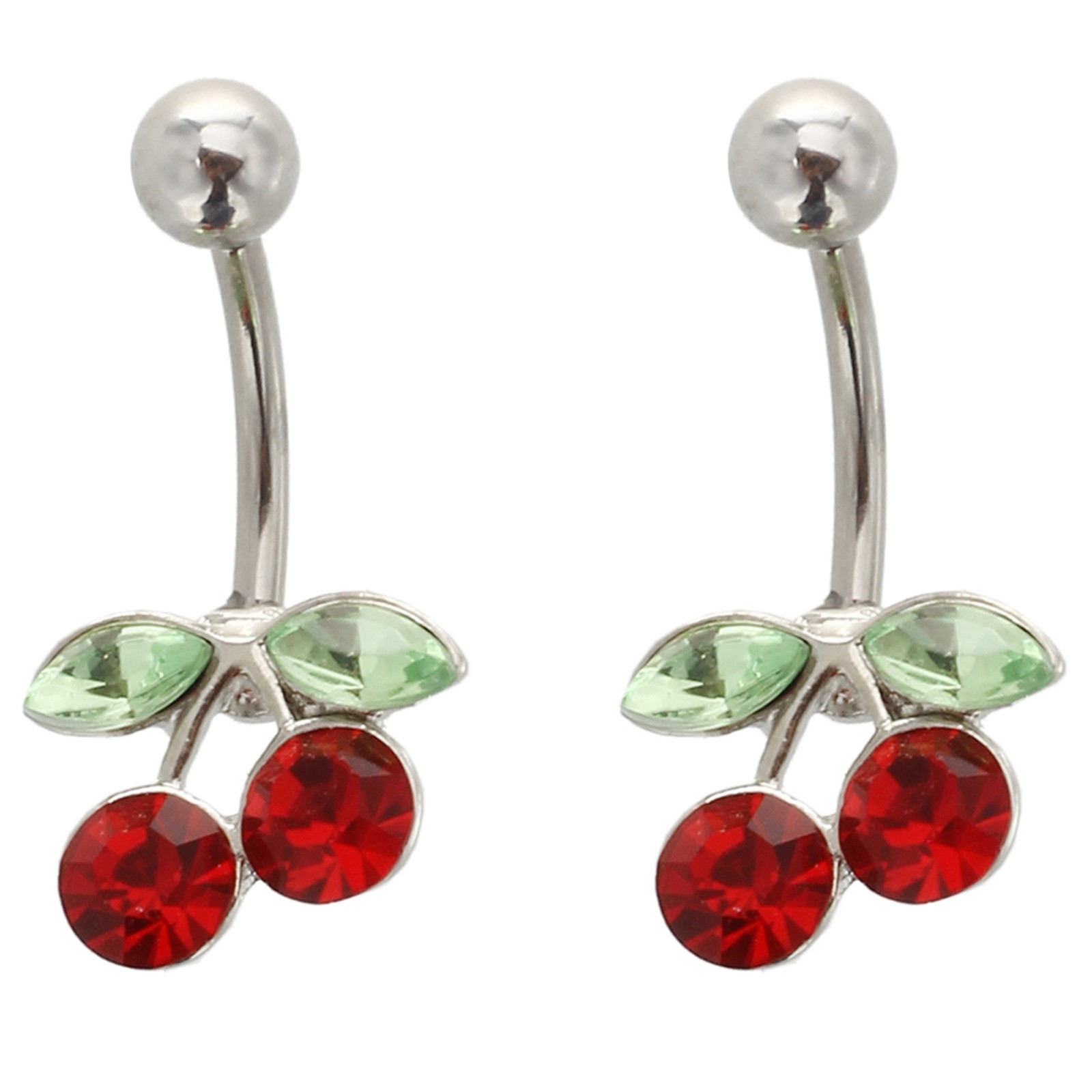 2X Steel Cherry Belly Navel Bar Button  Body Piercing U8W99696