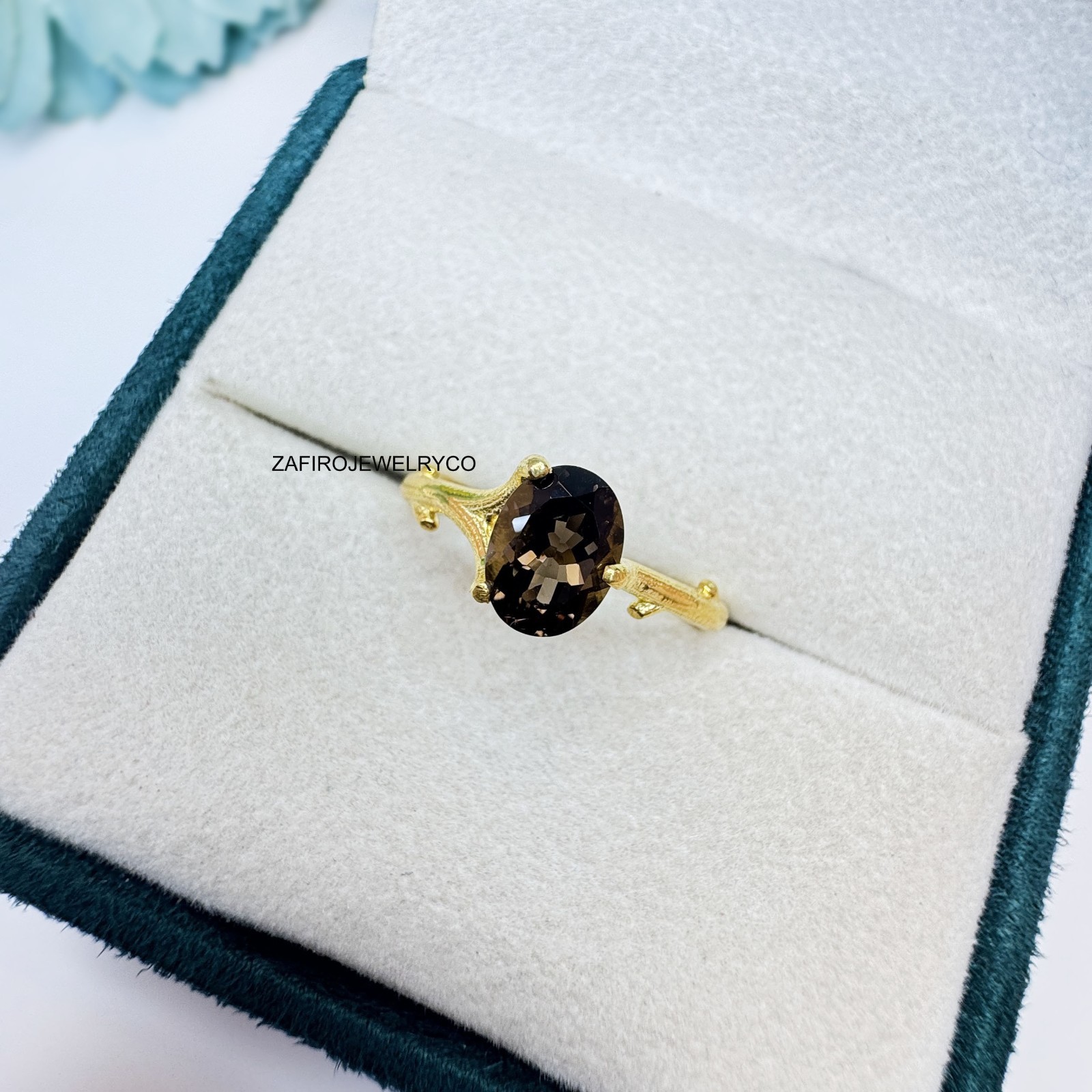 Smoky Quartz Ring, Birthday Gift Ring, 925 Sterling Silver, Bridal Ring