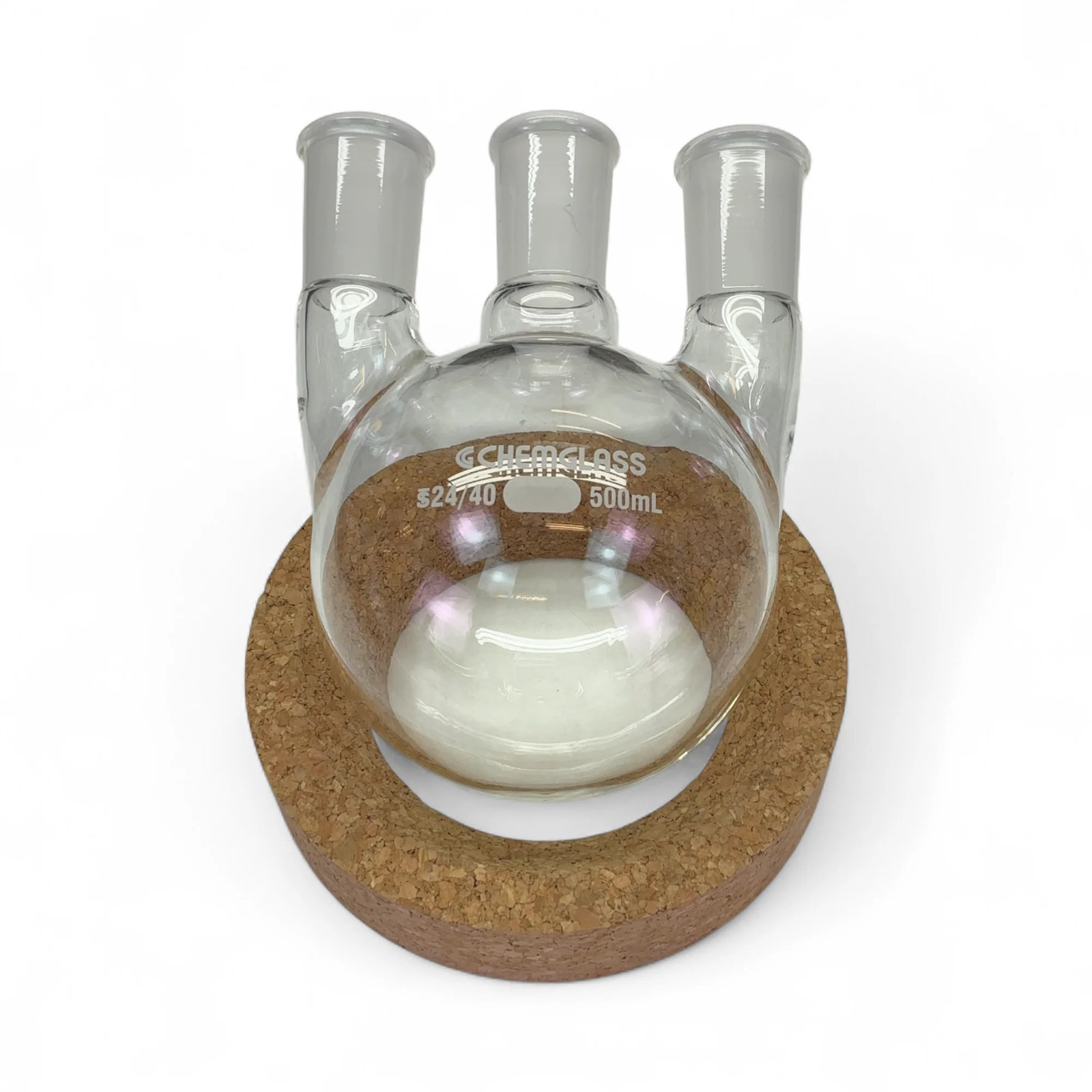 Chemglass Heavy Wall 500mL 3-Neck 24/40 Round Bottom Flask CG-1522-05
