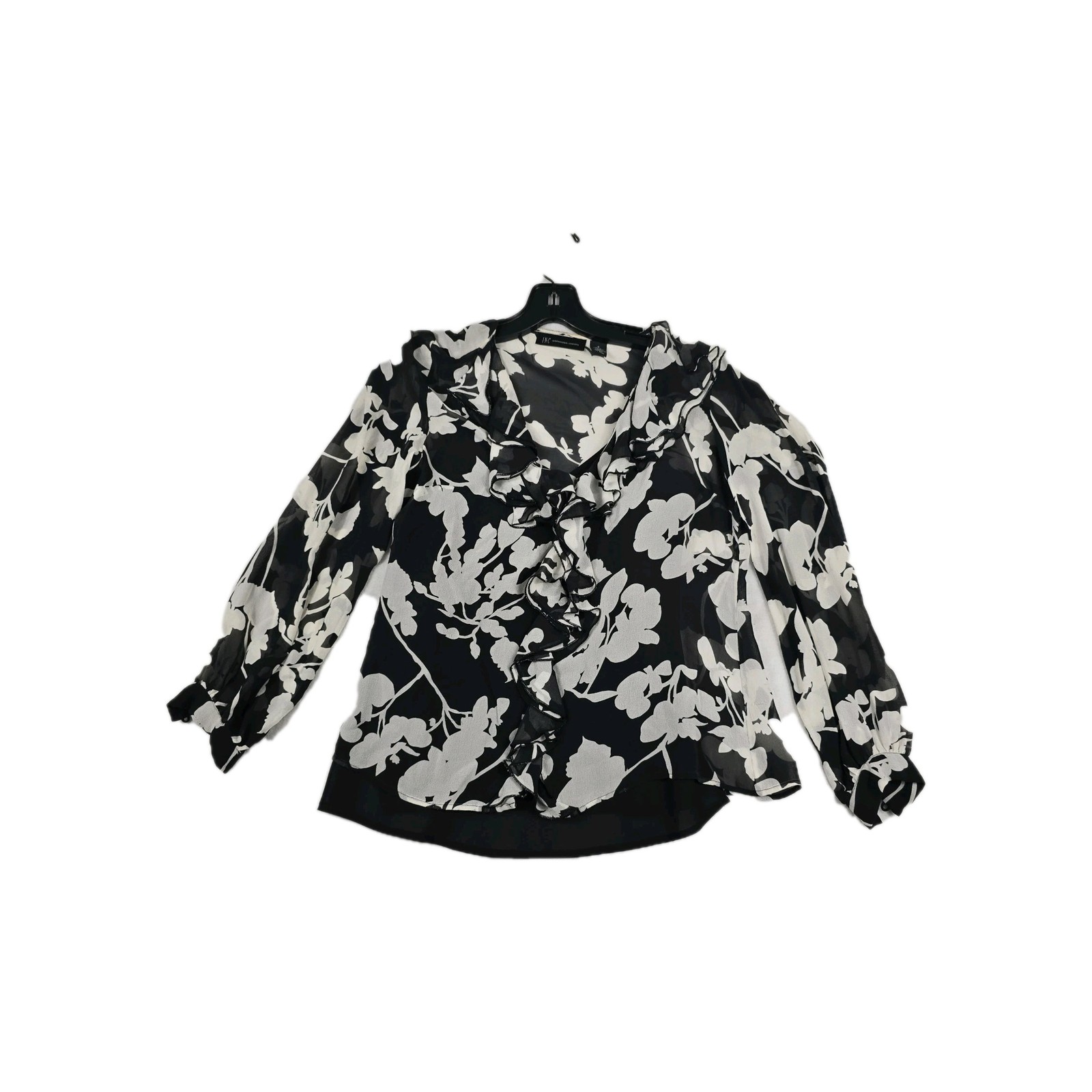 International Concepts INC Silk Women's Size 6 Black White Floral Top