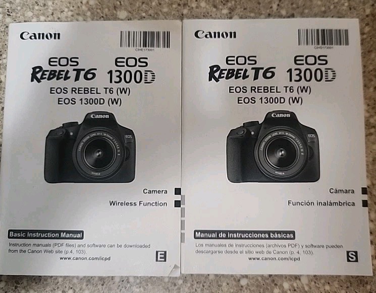 Canon EOS Rebel SL1 Basic Instructions Manual Guide 110 page - English + Spanish