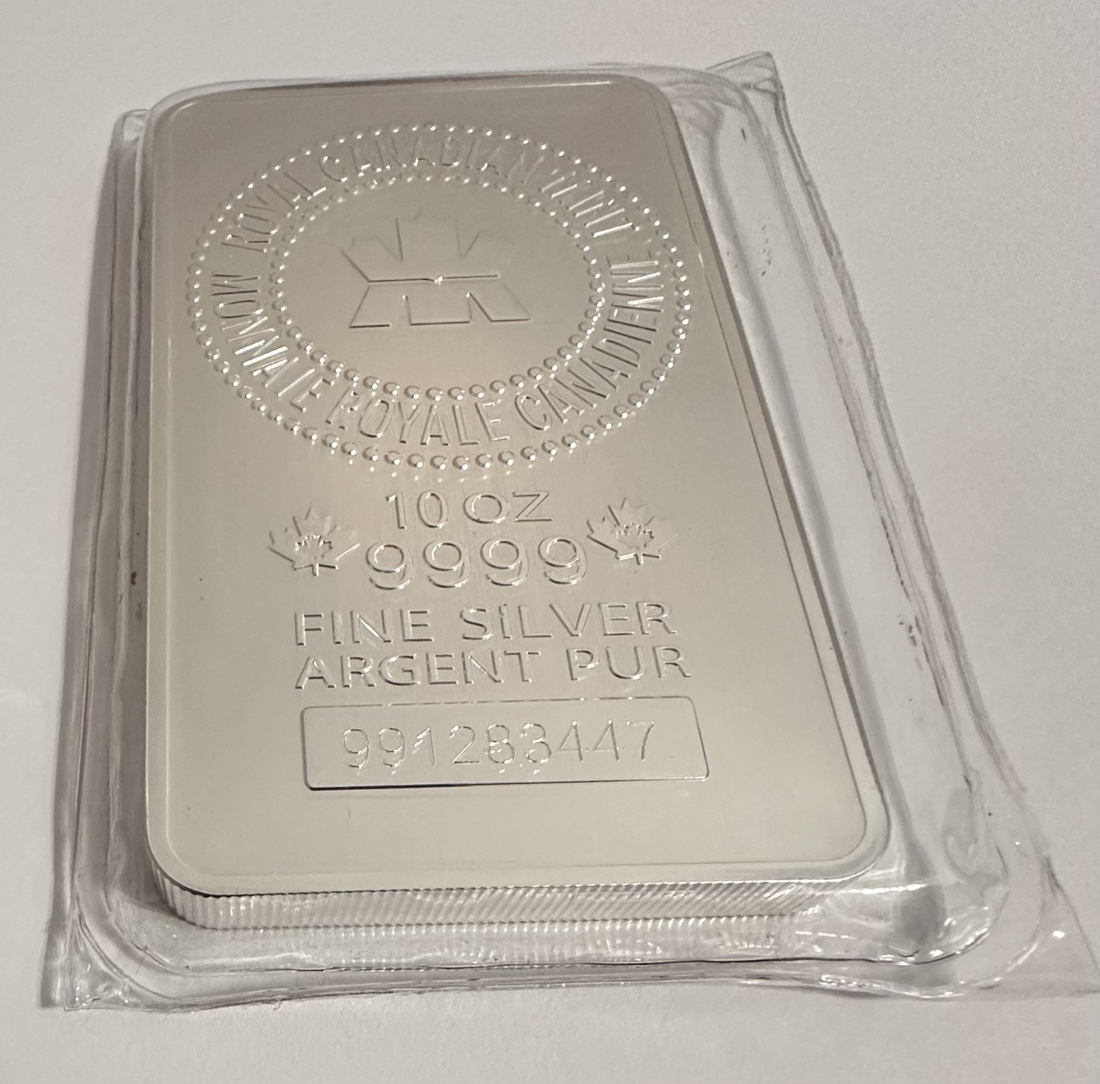 10 oz  RCM Silver Bar .9999 - Ships from Canada - ROYAL CANADIAN MINT