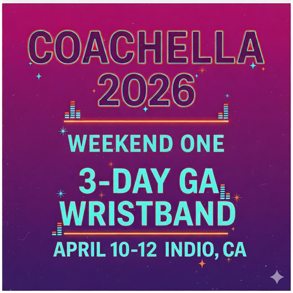 Coachella 2026 Weekend One 3-Day GA Wristband – April 10-12 – Indio CA