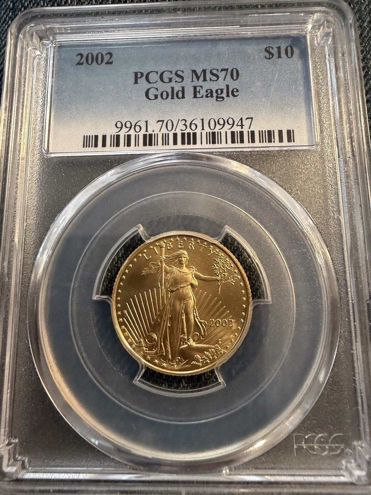2002 United States American Gold eagle Coin $10 MS70 PCGS 