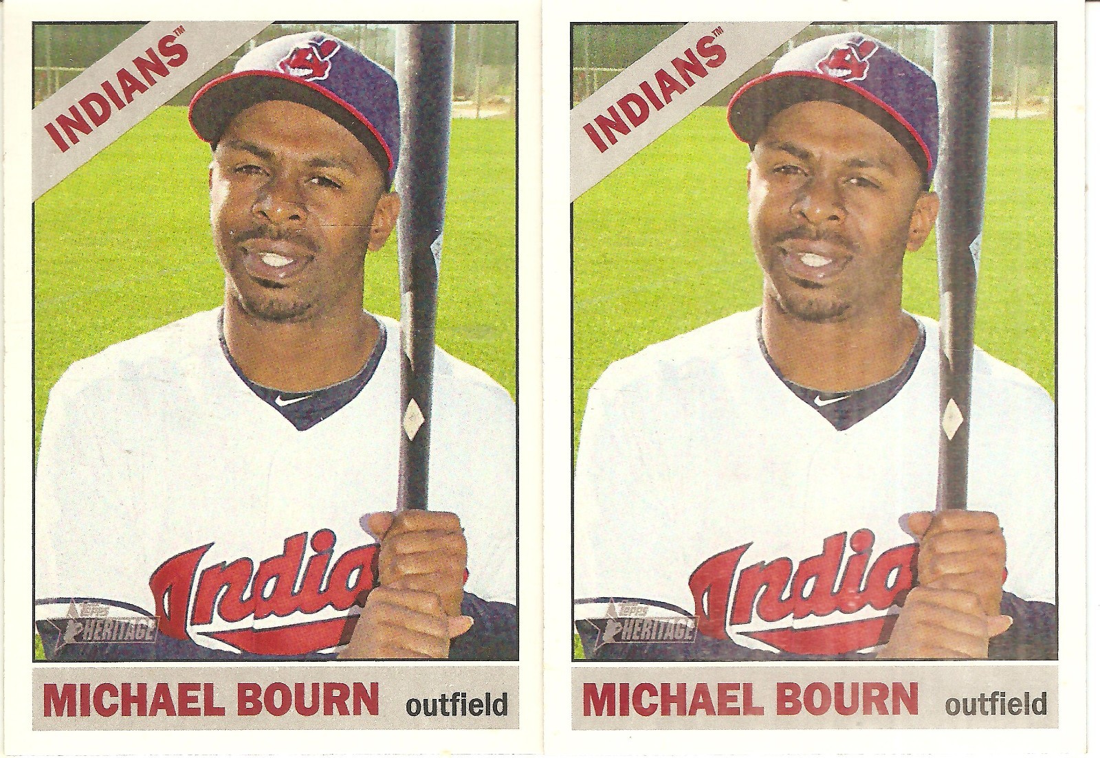 2 CARD 2015 TOPPS HERITAGE MICHAEL BOURN BASEBALL CARD LOT