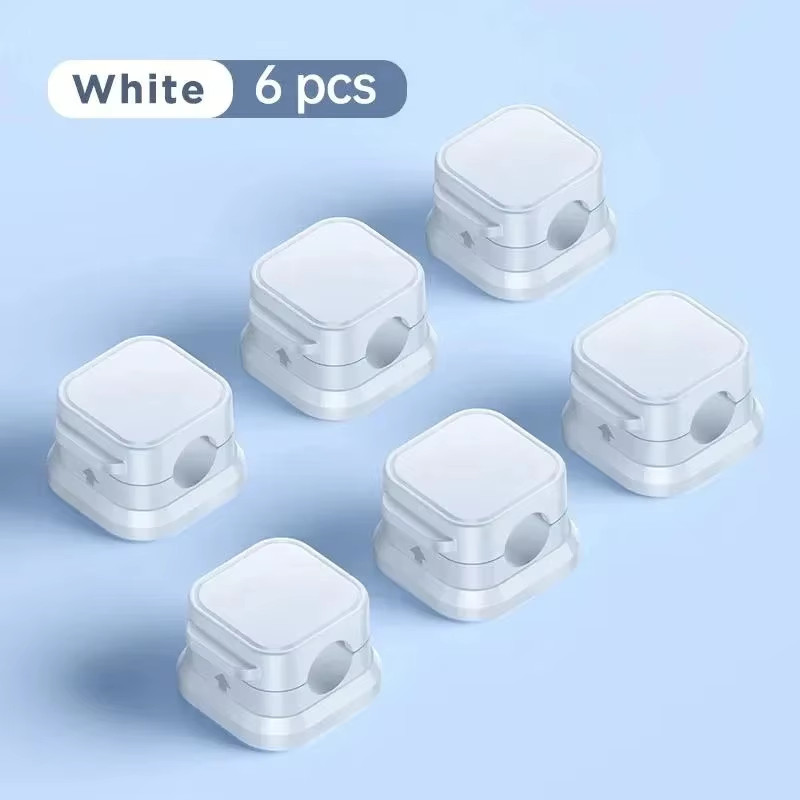 6/12Pcs/Set Magnetic Cable Clips — under Desk Cable Management, Smooth Adjustabl