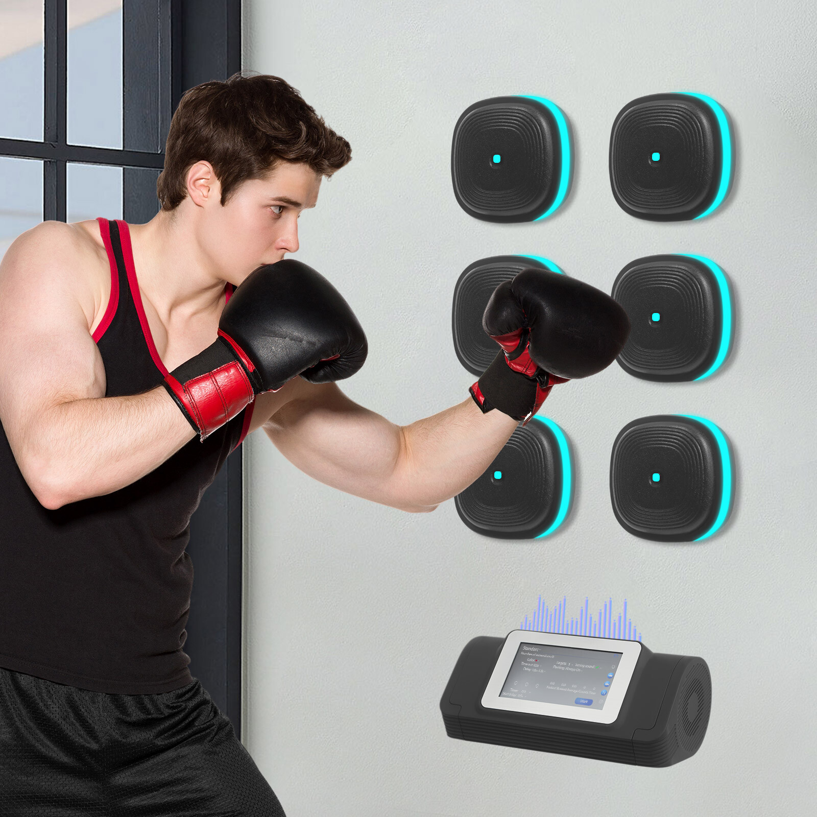 Split Musical Boxing, Punching Machine, Split Musical Boxing with 6 Targets