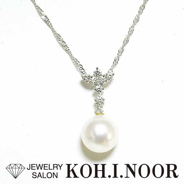 TASAKI Akoya Pearl 10.0mm Diamond 0.16ct Platinum PT850 PT900 Pendant Necklace T