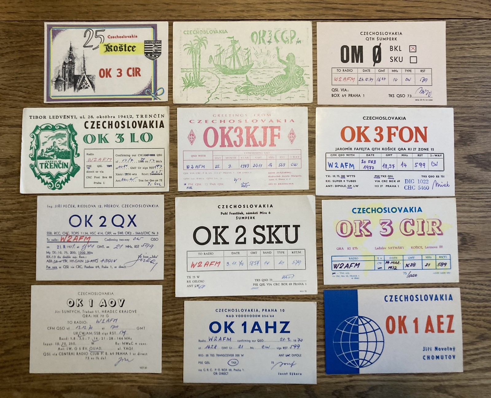 Czechoslovakia QSL Cards 1970s  Lot of 12
