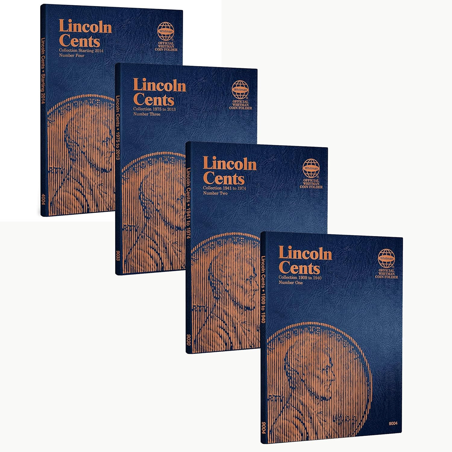 Whitman US Lincoln Cent Coin Folder Four Volume Set 1909 - Date #’S 9004, 9030, 