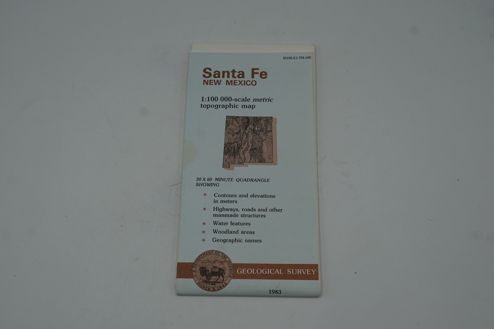 1983 Santa Fe New Mexico USGS 1:100,000 Metric Topographic Map 30x60 Quadrangle