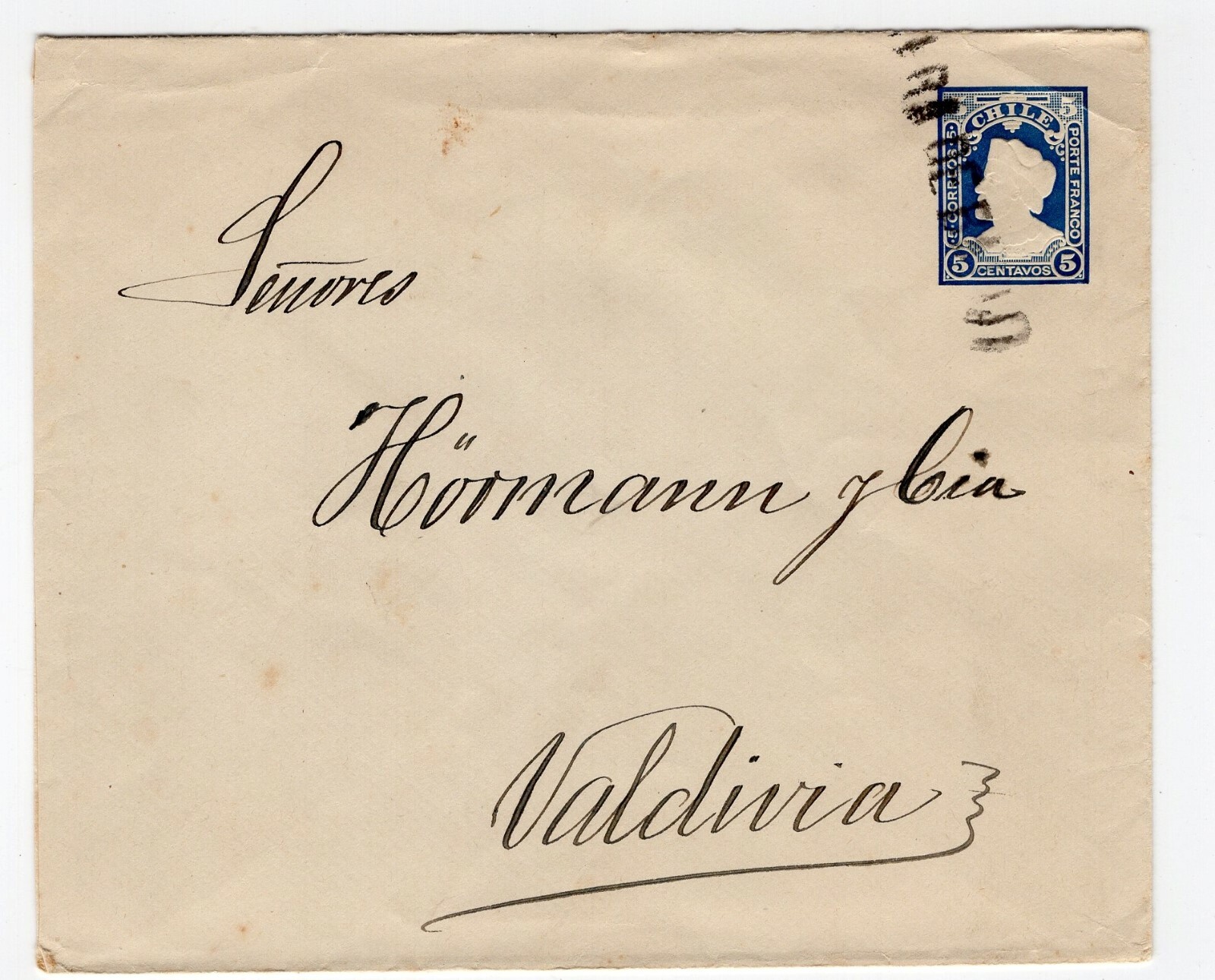 CHILE 190X stationary to Valdivia scarce postmark FUERA DE BALIJA