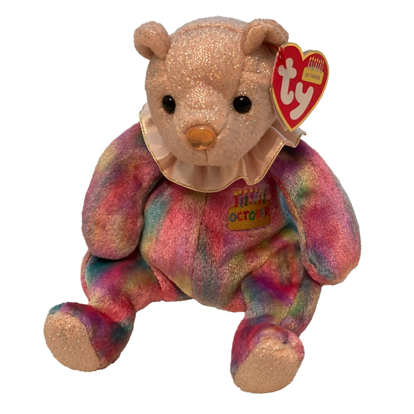 Ty Beanie Baby OCTOBER Birthday Bear Opal Nose w/ Tag #4380 Retired
