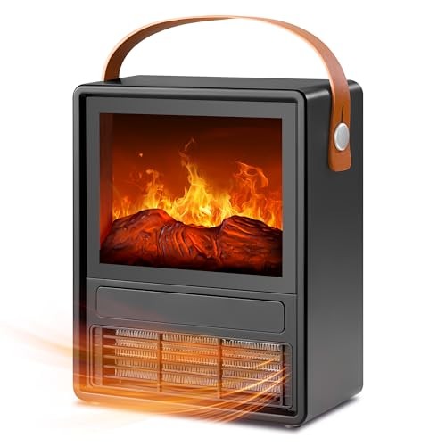  Portable Electric Fireplace Heater for Indoor Use, 8.9"(W) x 11.2"(H) black