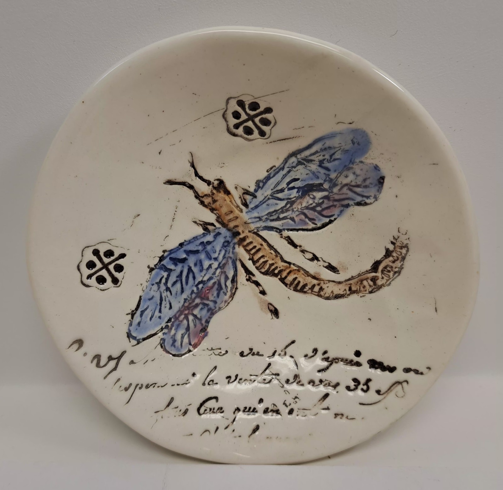 VTG Sukey USA Dragon Fly  Pottery Trinket Ring Dish 