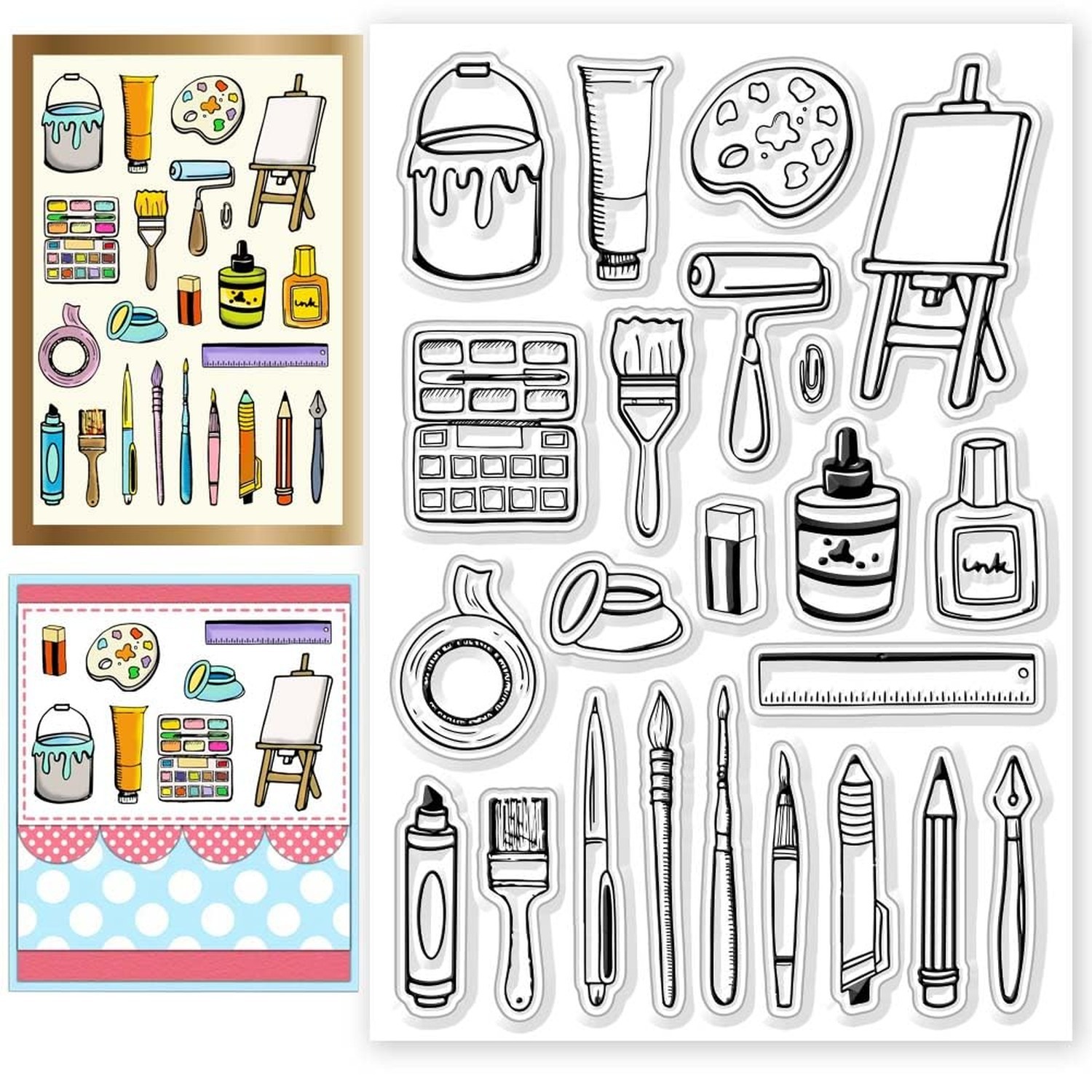 CHGCRAFT Painting Tools Clear Stamps Cake Transparent Silicone Stamps Brushes...
