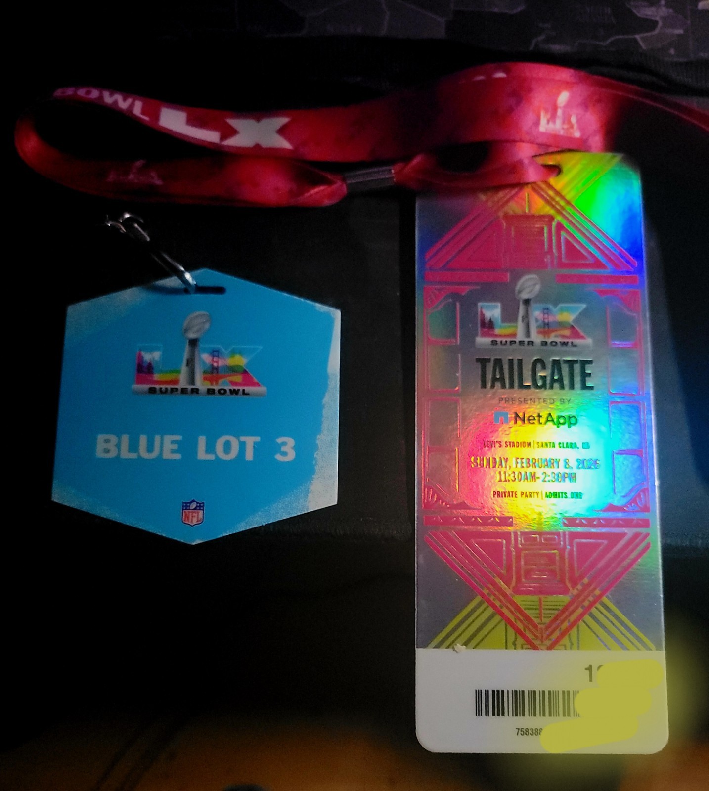 Super Bowl 60 LX Tailgate & Parking Passes Official Seahawks Patriots Lanyard